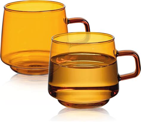 Amazon Joeyan Amber Glass Coffee Mugs Set Of Oz Glass