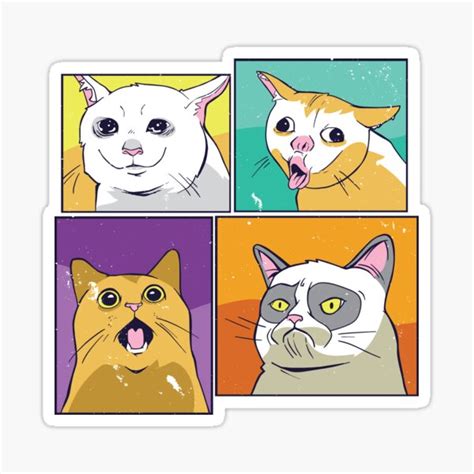 Meme Cats Sticker For Sale By Nostalgia542 Redbubble