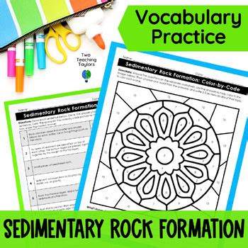 Sedimentary Rocks Worksheets Color By Number Science Review Activity