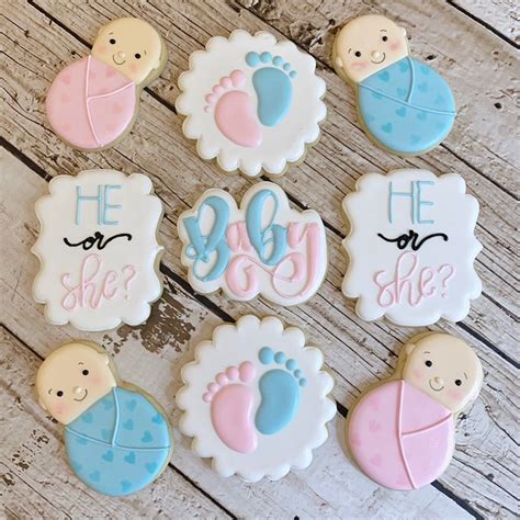 Gender Reveal Cookies He Or She Gender Reveal Party Etsy In