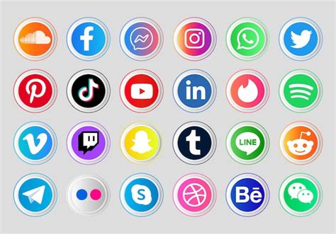 Premium Vector Set Of Popular Social Media Icons Social Media Icons