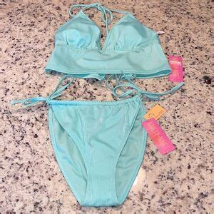 Ninety Nine Swim Ninety Nine Bikini Set Pcs Light Green Ribbed L Bottom Xl Top Nwt Poshmark