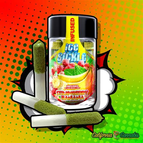 Strawberry Banana Sativa Pre Rolls 5 Pack Glass Jar Ice Sickle