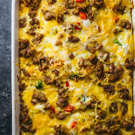 Easy Breakfast Casserole With Sausage And Hash Browns Savory Tooth