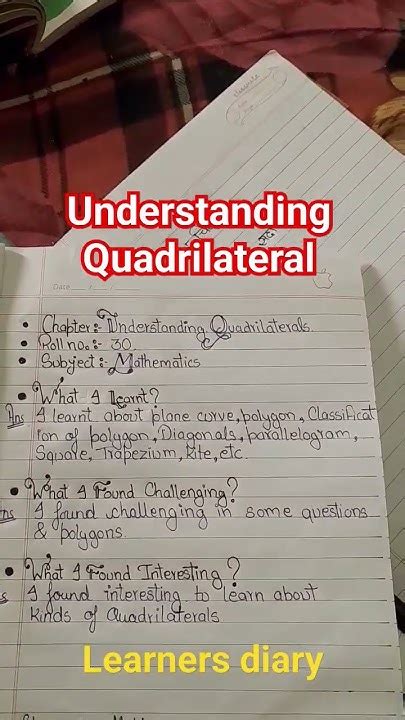 Learners Diary Class 8 Maths Chapter 3 Understanding Qudrilaterals Youtube