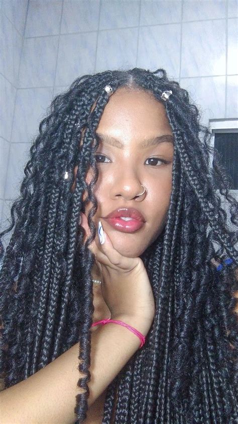 Box braids goddess braids curly em 2023 Trança em cabelo cacheado