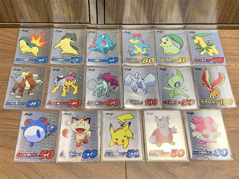 【やや傷や汚れあり】ポケットモンスター ゲットカード 新ゲットカード プリズム セミコンプ 17枚セット ピカチュウ ホウオウ ルギア 金銀