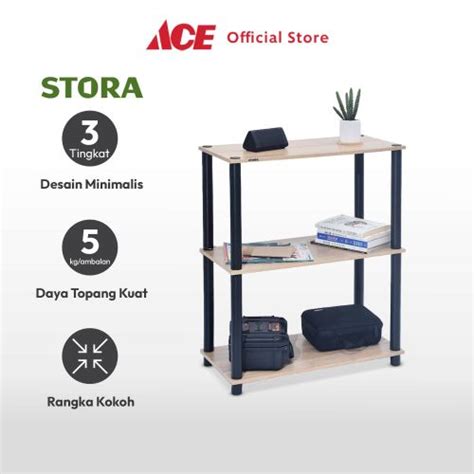 Jual Ace Stora 75 Cm Rak Penyimpanan 3 Tingkat Kayu Organizer Serbaguna