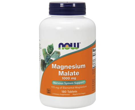 Magnesio Magnesium Malate 1000mg 180 Tabs NOW Foods PL Suplementos