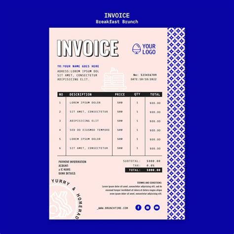 Free Psd Geometric Breakfast Brunch Invoice Template