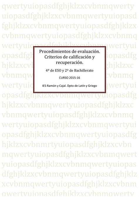 Pdf Procedimientos De Evaluaci N Criterios De Calificaci N