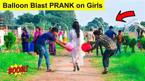 Popping Balloon Blast Prank On Girls Crazy Reaction With Popping