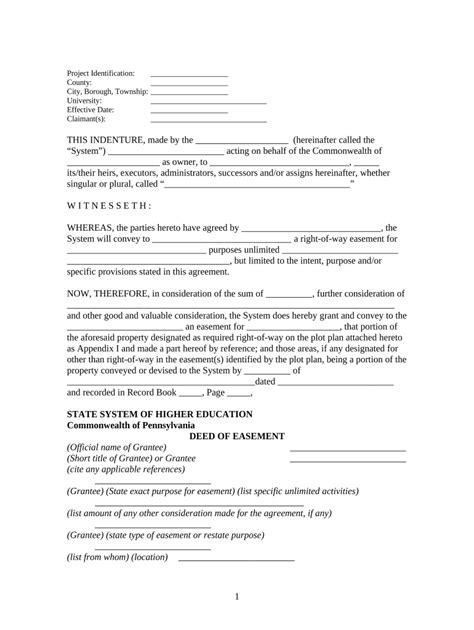 Deed of Easement for General or Higher Education Purposes Pennsylvania