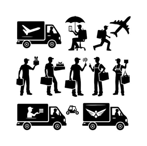 Premium Vector Delivery Man Silhouettes Vector Illustration