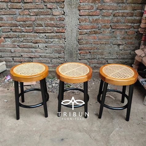 Jual Kursi Stool Rotan Kayu Jati Mix Rotan Minimalis Shopee Indonesia