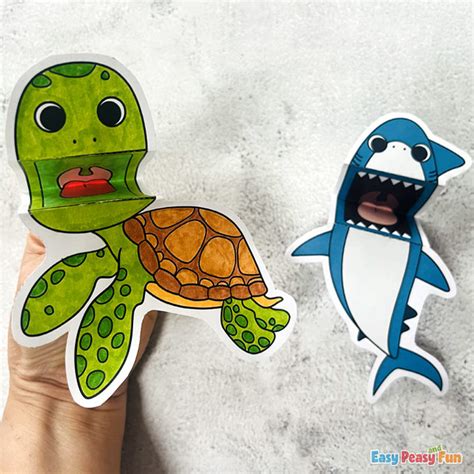 printable sea animal puppets  template easy peasy  fun