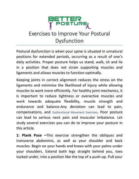 Ppt Exercises To Improve Your Postural Dysfunction Powerpoint