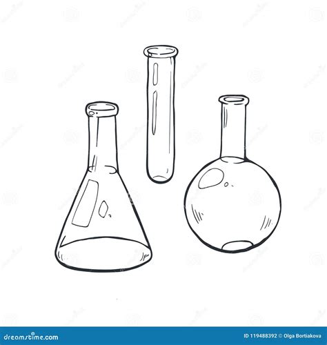 Glass Beaker Sketch Cartoon Vector 118193173