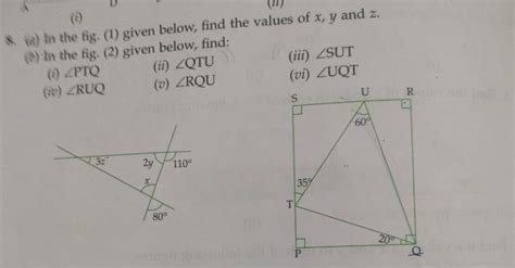 K In The Fig 1 Given Below Find The Values Of Xy And Z In The