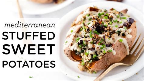 VEGAN STUFFED SWEET POTATOES With Mediterranean Quinoa YouTube