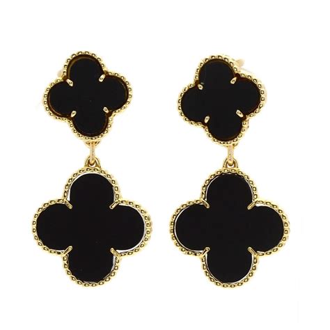 Van Cleef And Arpels Magic Alhambra Onyx Gold Earrings At Stdibs Van