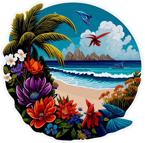 Beautiful Beach Summer Sticker With 24684345 Png