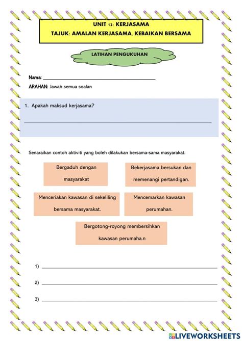 Amalan Kerjasama Kebaikan Bersama Interactive Worksheet Live Worksheets