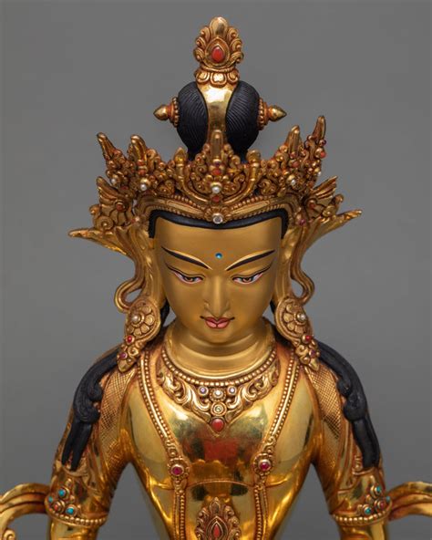 Amitayus Buddha Gold Gilded Hand Carved Statue