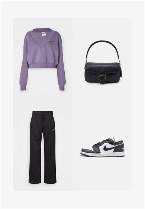 Nike Sportswear Crop Vneck Sweatshirt Daybreak Black Lila Zalando De