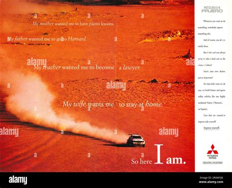 Mitsubishi Pajero Advertisement Placed In A Magazine 1995 Stock Photo