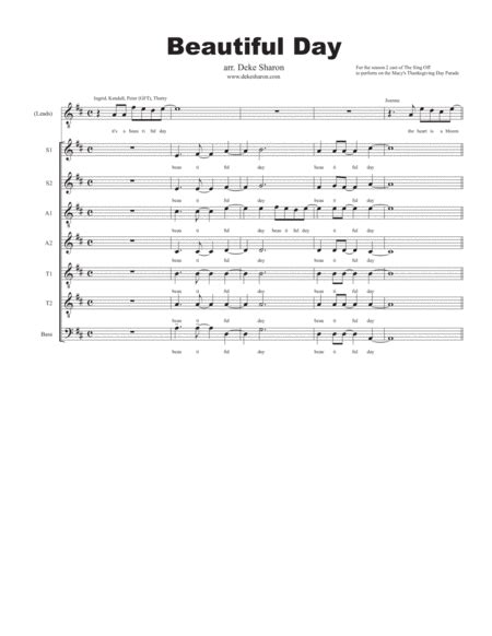 Beautiful Day Arr Deke Sharon By Lee Dewyze Sheet Music For Satb Choir At Sheet Music Direct