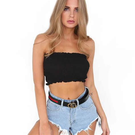 Summer Sexy Camis Tees Tank Top Women Low Cut Crop Tops Basic Strapless