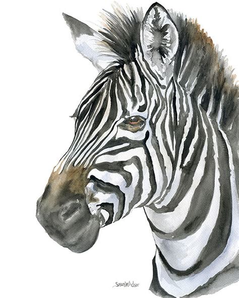 Zebra Watercolor Painting 11 X 14 Giclee Print African Etsy Zebra