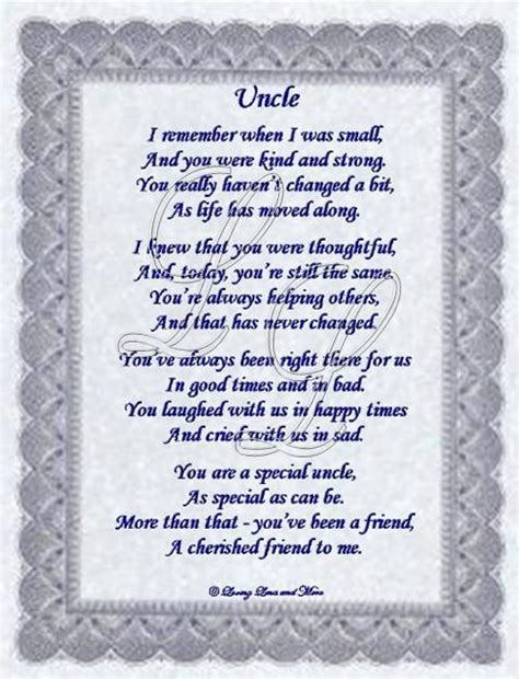 Short Poems For Uncles Uncle Poem Is For That Uncle Who Means So Much