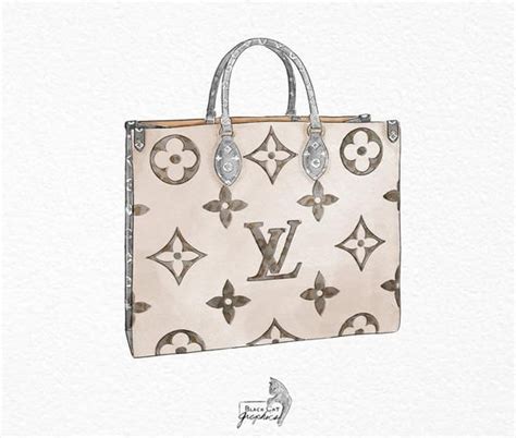 Watercolor Louis Vuitton Patent Louis Vuitton Onthego Gm Lv Monogram Handbag Clipart Hot Pinkalm