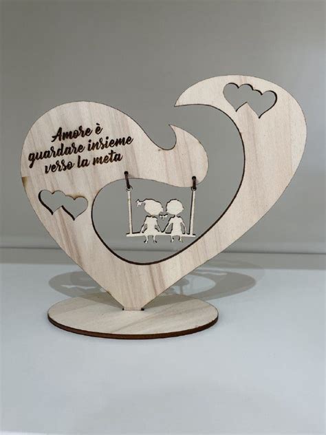 Cuore In Legno Personalizzato Con Bimbi Sullaltalena