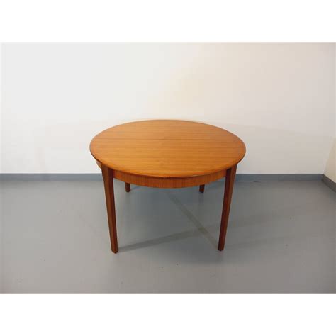 Table Ronde Scandinave Vintage En Teck Avec Rallonge 1950 1960