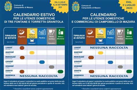 Mazara News Differenziata Dal 3 Luglio In Vigore 2 Nuovi Calendari