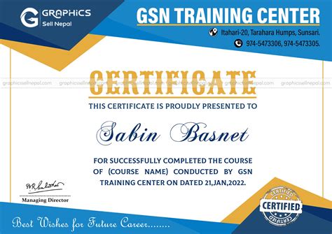 FN : 12026 Training Certificate Template - Graphic Sell Nepal