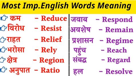 Most Important English Words Meaning Vocabulary Word Meaning YouTube