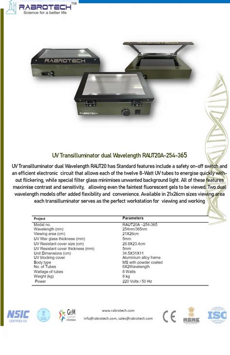 Mild Steel Rabrotech Uv Transilluminator Dual Wavelength Raut A