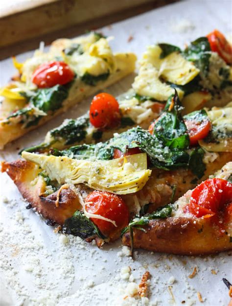 Artichoke Tomato And Spinach Flatbread Receta Comida Pizzas