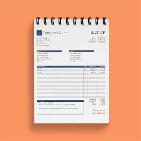 Free Invoice Pad Mockup Psd Template Css Author