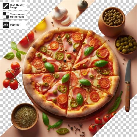 Premium Psd Psd Pizza With Salami And Tomatoes On Transparent Background