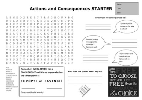 Printable Actions And Consequences Worksheets