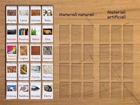 Materiali naturali e artificiali - Group sort