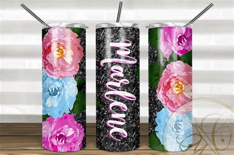 Skinny Tumbler Sublimation 20oz Floral Graphic By Paperart Bymc