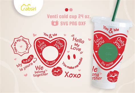 Love Phrases Venti Cold Cup 24oz Svg Crabsiri