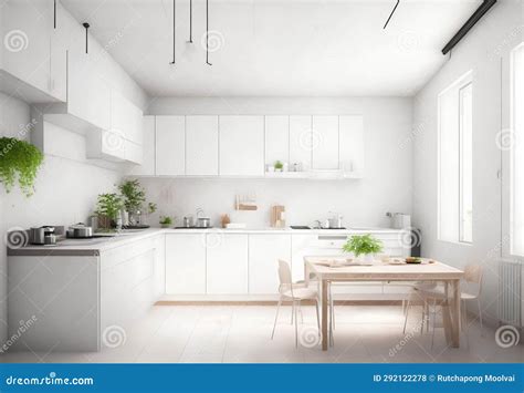 Modern Kitchen Room Interior Design Stock Photo - Image of relax ...