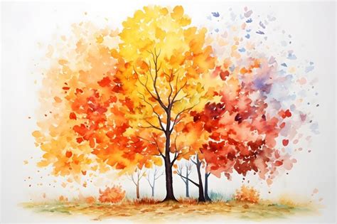 Premium AI Image | Watercolor painting of autumn trees